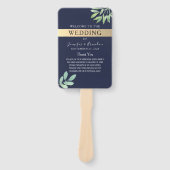 Marineblau-Gold-Hochzeitsprogramm Fächer (Vorderseite)