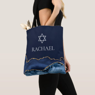 Marineblau Gold Jüdische Bat Mizwa Maßanfertigung Tasche