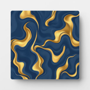 Marineblau-Gold-Marmor-Abstrakt Luxuriöser Wirbel Fotoplatte