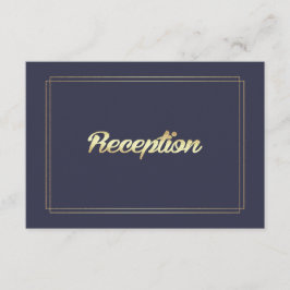Marineblau | Gold Wedding Reception Cards Begleitkarte