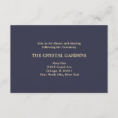 Marineblau | Gold Wedding Reception Cards Begleitkarte (Rückseite)