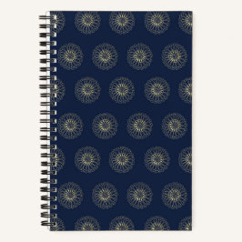 Marineblau | Goldene Zinnien-Blumenmedaillons Notizblock