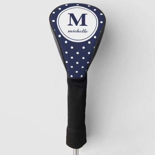 Marineblau | Golf | DOT personalisierte Monogramm Headcover (Vorderseite)