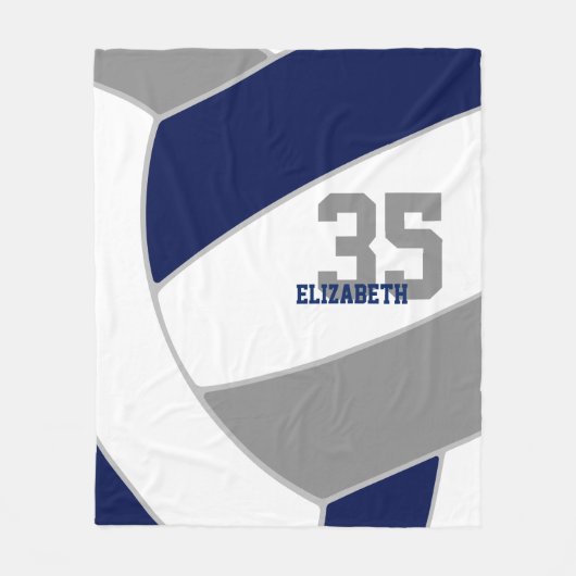 Marineblau, grau und weiß, graue und graue Volleyb Fleecedecke (Vorderseite)