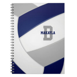 Marineblau, graue Mädchen, Jungen Volleyball Notizblock