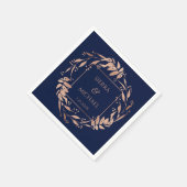 Marineblau | Hochzeit von Gold-Foliage-Rose Serviette (Ecke)