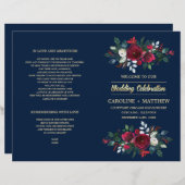 Marineblau | Hochzeitsprogramme für Burgund Rote F (Vorne/Hinten)