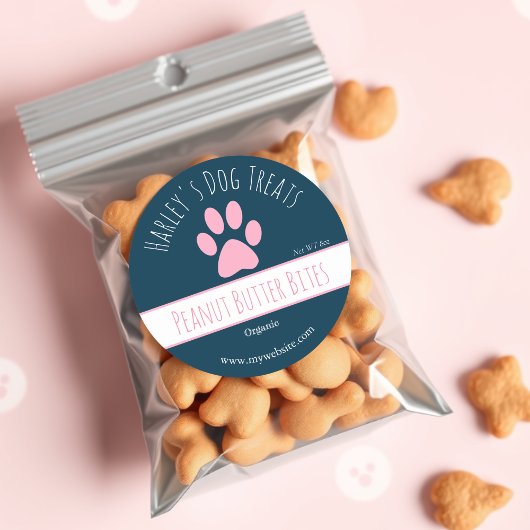 Marineblau | Hunde-Leckerei-Firmenzeichen Runder Aufkleber