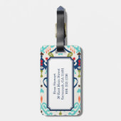 Marineblau ikat des Chic modernes aquamarines Gepäckanhänger (Rückseite vertikal)