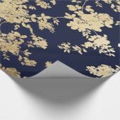 Marineblau Imitate Goldbarsch Vintagen Chorflor Geschenkpapier (Ecke)