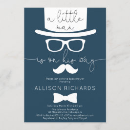 Marineblau kleine Mannjungen-Babyparty Einladung