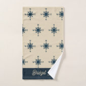 Marineblau-Kompass und Monogram-Zuhause an der Bei Badhandtuch Set (Handtuch)