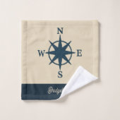 Marineblau-Kompass und Monogram-Zuhause an der Bei Badhandtuch Set (Waschlappen)