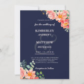 Marineblau Korallenrosa Aquarellfarbe elegante Hoc Einladung (Vorderseite)