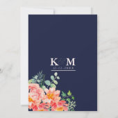 Marineblau Korallenrosa Aquarellfarbe elegante Hoc Einladung (Rückseite)