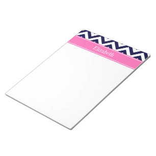 Marineblau Lg Chevron HotPink2 Vierblatt Namensmon Notizblock