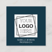 Marineblau | Logo | QR-Code Quadratische Visitenkarte (Vorderseite)