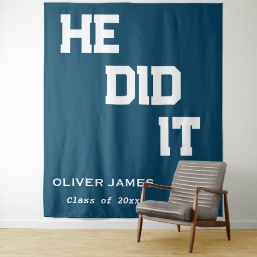Marineblau machte er es Graduierungsparty Hintergr Wandteppich (Beispiel)