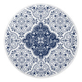 Marineblau, marokkanisches Mandala-Muster Keramikknauf (Vorderseite)
