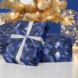 Marineblau marokkanisches Quatrefolienmuster Geschenkpapier