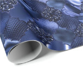 Marineblau marokkanisches Quatrefolienmuster Geschenkpapier (Rolleneckpunkt)