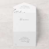 Marineblau minimalgrüne rustikale Hochzeit All In One Einladung (Außenbereich)