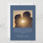 Marineblau | Minimalistische einfache Script-Herz- Dankeskarte (Rückseite)