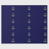 Marineblau mit Anker Geschenkpapier (Flach)