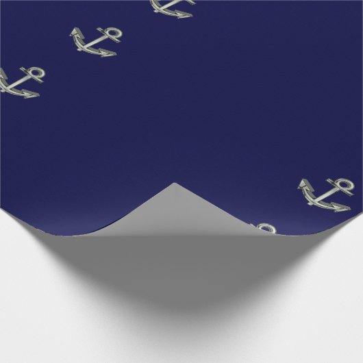 Marineblau mit Anker Geschenkpapier (Ecke)
