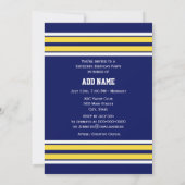 Marineblau mit gelben weißen Streifen Team Jersey Einladung (Rückseite)