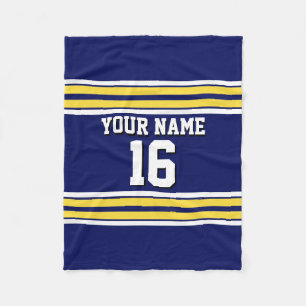 Marineblau mit gelben weißen Streifen Team Jersey Fleecedecke