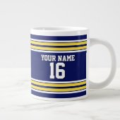 Marineblau mit gelben weißen Streifen Team Jersey Jumbo-Tasse (Rechts)