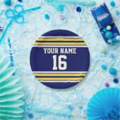 Marineblau mit gelben weißen Streifen Team Jersey Pappteller (Party)