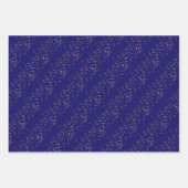 Marineblau mit goldenen Sternen Doppelgelenk Gebur Geschenkpapier Set (Vorderseite)