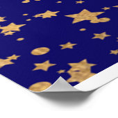 Marineblau mit goldenen Sternen Doppelgelenk Gebur Poster (Ecke)