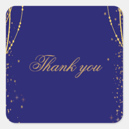 Marineblau mit goldenen Sternen Doppelgelenk Gebur Quadratischer Aufkleber