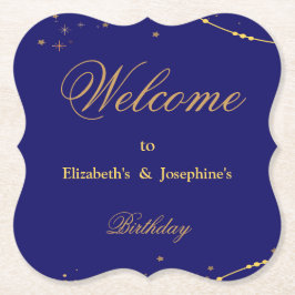 Marineblau mit goldenen Sternen Doppelgelenk Gebur Untersetzer