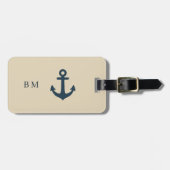 Marineblau mit Monogram Beige Küste Gepäckanhänger (Vorderseite horizontal)