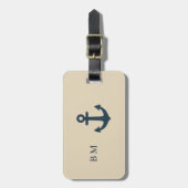 Marineblau mit Monogram Beige Küste Gepäckanhänger (Vorderseite vertikal)