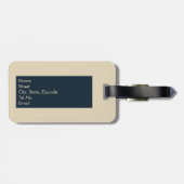 Marineblau mit Monogram Beige Küste Gepäckanhänger (Rückseite horizontal)