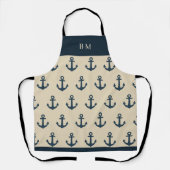 Marineblau mit Monogram Beige Küste Schürze (Vorderseite)
