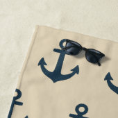 Marineblau mit Monogram Beige Küste Strandtuch (Beispiel)