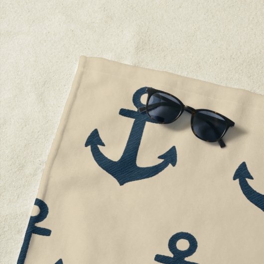 Marineblau mit Monogram Beige Küste Strandtuch (Beispiel)