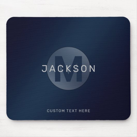 Marineblau, modern, einfach, personalisiert, monog mousepad (Vorne)