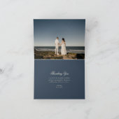 Marineblau Monogram Wappen Classic Elegant Wedding Dankeskarte (Innenseite)