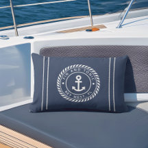 Marineblau | Name des Bootes "Rope & Anchor" Außen