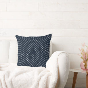 Marineblau Nested Thin White Squares Tribal Kissen