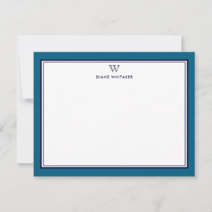 MARINEBLAU & OZEANBLAU Klassischer Monogramm-Doppe Mitteilungskarte