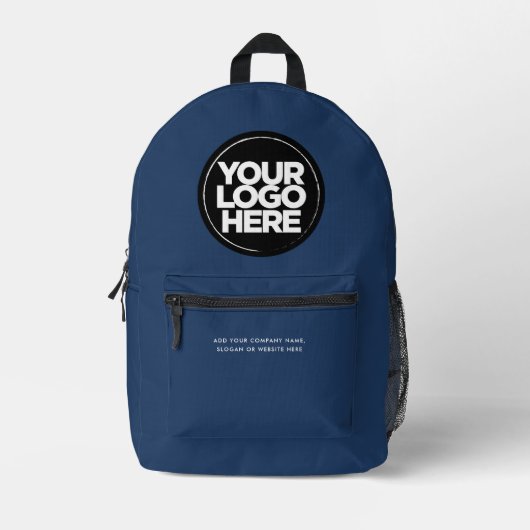 Marineblau | Personalisiertes Firmenlogo und Text Bedruckter Rucksack (Vorderseite)