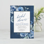 Marineblau-Pfingstrosen Einladung (Stehend Vorderseite)